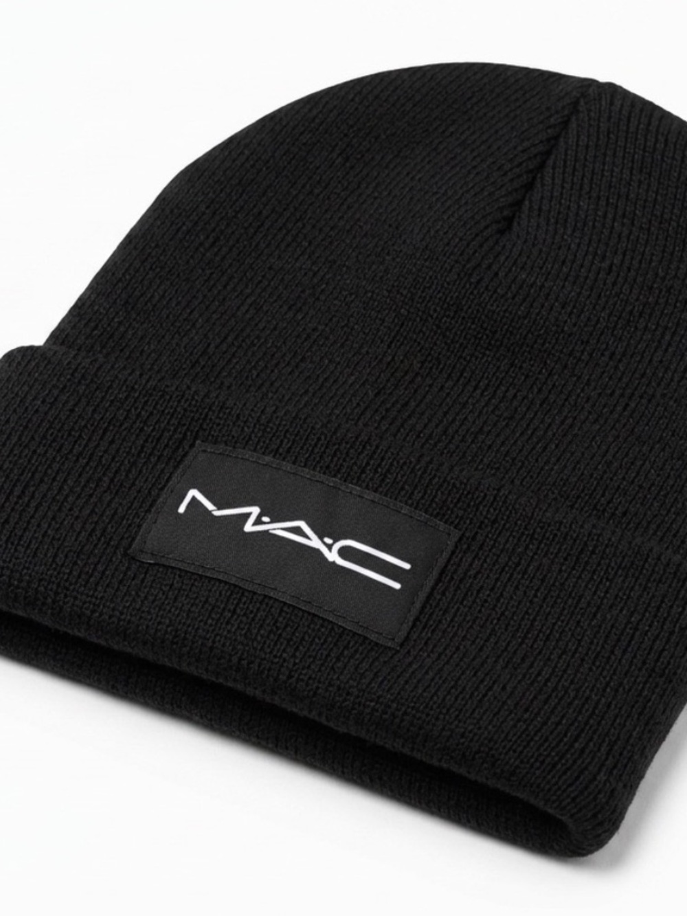 MAC Cosmetics Black Ribbed Cuff Beanie